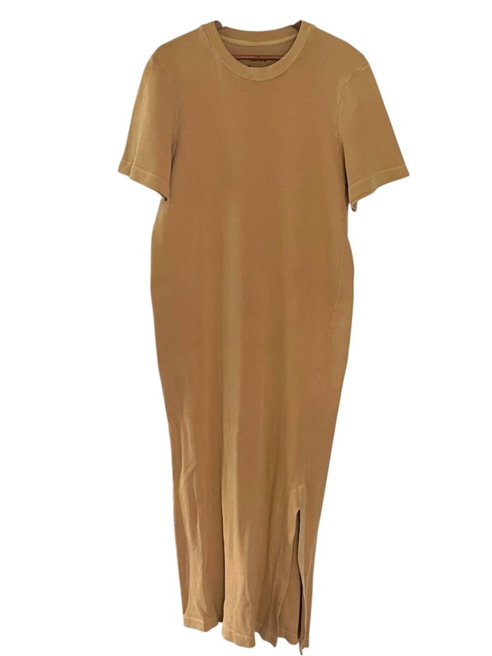 Osklen T Shirt Maxi Dress PS Petite Small Tan Side Slits Minimalist